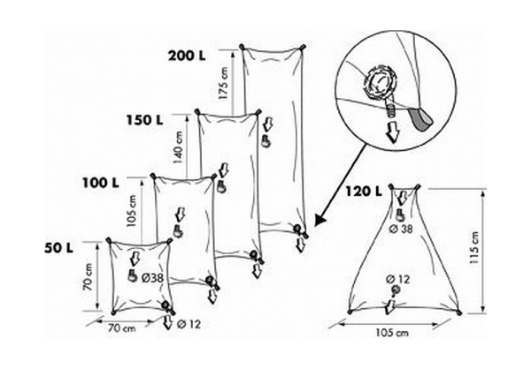 Flexibele watertank 200 ltr 175x70 cm