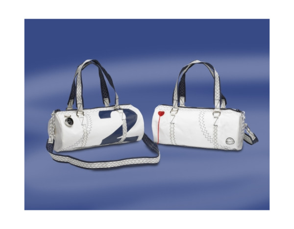 Sea-Lady - Ronde damestas met kunstleder - Wit - Rood - 36x17x17 cm