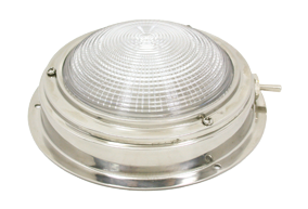 allpa Messing Kajuitlamp met geribde lens, 12V -15W, A=140mm, B=98mm, met ventilatie & schakelaar