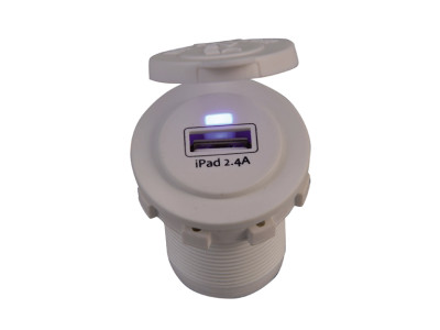 USB stopcontact enkel 2.4A wit met flush frame